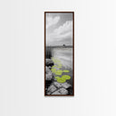Lily Pads, Serene Pond, Nature Reflection, Framed Canvas Print, Minimalist Landscape Art, Bathroom Wall Art, Tranquil Modern Decor