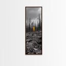 Lone Sprout, Forest Renewal, Emotional Nature Scene, Moody Landscape Art, Framed Canvas Print, Autumn Wall Decor, Rustic Nature Style