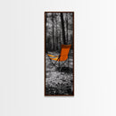 Autumn Forest Chair, Solitude in Nature, Outdoor Retreat, Framed Canvas Print, Fall Wall Art, Minimalist Cabin Decor, Nature Lover Gift