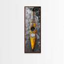Yellow Kayak, Muddied Shoreline, Solo Adventure, Framed Canvas Print, Rustic Outdoors Decor, Autumn Wall Art, Boho Kayaking Style