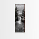 Waterfall Serenity, Mountain Stream Scene, Calming Nature Wall Art, Framed Canvas Print, Neutral Tones Decor, Bathroom or Spa Room Art