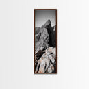 Rugged Mountain, Rocky Cliff, Adventure Landscape, Highland Scene, Nature Travel Art, Framed Canvas Print, Rustic Cabin Wall Decor