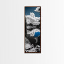 Reflected Clouds, Blue Sky, Mountain Lake, Wilderness Escape, Scenic Nature Art, Framed Canvas Print, Tranquil Office Wall Decor