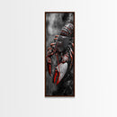 Red Lobster, Detailed Sea Art, Macro Crustacean, Dark Marine Art, Striking Coastal Piece, Framed Canvas Print, Moody Office Wall Decor