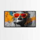 Retro Glam, Bold Woman, Pop Art Fashion, Orange Splash, Framed Canvas Print, Bedroom Wall Art, Modern Glam Decor, Statement Wall Piece