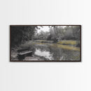 Tranquil Forest, Peaceful Pond, Autumn Riverbank, Framed Canvas Print, Nature Photography, Entryway Art, Fall Vibes, Rustic Wall Decor