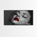 Red Lips, Underwater Beauty, Glam Art, Modern Pop, Framed Canvas Print, Bedroom Wall Art, Bold Aesthetic, Fashion Model Photography Print