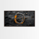 Industrial Ring, Weathered Metal, Grunge Aesthetic, Earth Tones – Canvas Print, Masculine Wall Art, Garage Decor, Minimalist Rustic Design