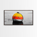 Buoy Pop, Marine Marker, Vibrant Sea, Nautical Life, Framed Canvas Print, Coastal Wall Art, Bathroom Decor, Bold Ocean Aesthetic