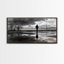 Solitude Reflection, Urban Mood, Moody Skies, Canvas Print, Modern Wall Art, Entryway Decor, Urban Photography, Minimalist Art, Rainy Day Art