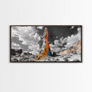 Color Rock Spire, Dramatic Sky, Desert Tower, Framed Canvas Print, Surreal Landscape Art, Southwest Decor, Living Room Adventure Vibe