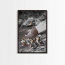 Duck Family, Nature Wildlife, Adorable Ducklings, Framed Canvas Print, Nursery Animal Wall Art, Cozy Farmhouse Decor, Fall Art Print