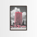 Pink Hotel, Miami Vibes, Summer Retro, Beach Scene, Canvas Print, Pop Art Aesthetic, Living Room Wall Art, Vacation Style