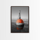 Ocean Buoy, Red Marker, Maritime Minimalism, Canvas Print, Coastal Bathroom Art, Nautical Wall Decor, Marine Industrial Aesthetic