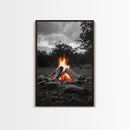 Firewood Blaze, Autumn Campfire, Outdoor Canvas Print, Cozy Cabin Wall Art, Rustic Nature Decor, Adventure Wall Accent