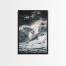 Surfer Wave, Ocean Power, Extreme Sports Art, Framed Canvas Print, Beach House Decor, Surfing Wall Art, Coastal Adventure Scene