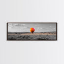 Hot Air Balloon, Colorful Sky, Open Field, Adventure Art, Framed Canvas Print, Whimsical Decor, Playroom Wall Art, Travel Theme