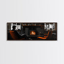 Fireplace Moment, Cozy Cabin Mood, Fall Comfort Scene, Framed Canvas Print, Hygge Wall Art, Masculine Decor, Warm Living Room Style