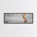 Orange Rabbit, Grass Field, Whimsical Nature, Framed Canvas Print, kids room wall art, nursery animal print, neutral nursery, woodland boho