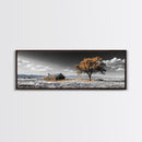 Prairie Cabin, Golden Tree, Rural Landscape, Open Sky, Framed Canvas Print, Country Decor, Farmhouse Wall Art, Rustic Bedroom Style