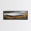 Fall Hills, Autumn Forest, Moody Landscape, Rolling Mountains, Framed Canvas Print, Cabin Wall Art, Nature Photography, Cozy Home Decor