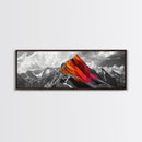 Neon Mountain Peak, Abstract Vibrant Alps, Bold Wilderness Colors, Framed Canvas Print, Modern Wall Art, Adventure Home Decor