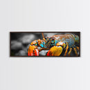 Closeup Lobster Claws, Colorful Sea Creature Art, Bold Detail Nature Print, Framed Canvas Print, Kitchen Wall Art, Tropical Coastal Decor