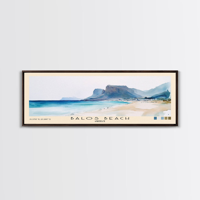 Balos Beach, Greece Watercolor Beach Print, Vacation Gift, Greece Wall Art, Framed Canvas Print, Framed Beach Painting