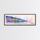 Camogli Beach, Italy Watercolor Beach Print, Vacation Gift, Italy Wall Art, Framed Canvas Print, Framed Beach Painting