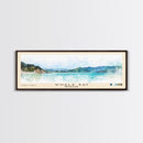 Whale Bay, New Zealand Watercolor Print, Vacation Gift, New Zealand Wall Art, Beach Painting, Beach Decor, Large Wall Art, Wood Frame Art