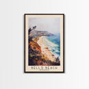 Bells Beach, Australia Watercolor Beach Print, Vacation Gift, Australia Wall Art, Framed Canvas Print, Framed Beach Painting