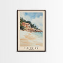 Île de Ré, France Watercolor Beach Print, Vacation Gift, France Wall Art, Beach Painting, Beach Decor, Beach Painting