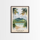 Mangaia, Cook Islands Watercolor Print, Vacation Gift, Cook Islands Wall Art, Beach Painting, Beach Decor, Large Wall Art, Wood Frame Art