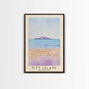 Pitt Island, New Zealand Watercolor Beach Print, Vacation Gift, New Zealand Wall Art, Framed Canvas Print, Framed Beach Painting