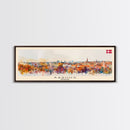 Aarhus Denmark  Panoramic Travel Poster, Framed Canvas Print or Metal Wall Art, Travel Art, Home Decor, Panoramic Painting, Midcentury Art