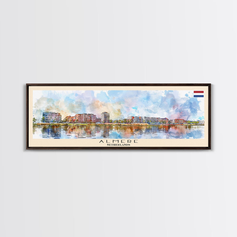 Almere Netherlands Wall Art, Panoramic Travel Poster, Panoramic Framed Canvas Print, City Wall Art, Wall Hanging Home Decor, Travel Art