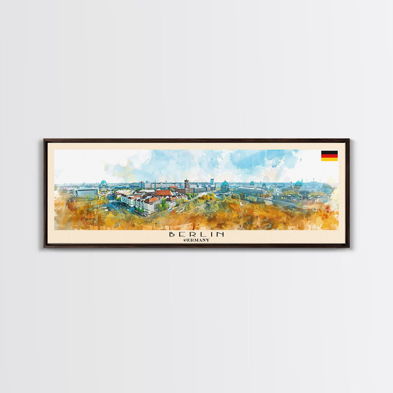 Berlin Germany Travel Print Wall Art, Panoramic City Art, Travel Art, Wall Decor, Vacation Gift, Framed Canvas Print Or Metal Art