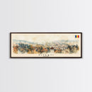 Piteti Romania Panoramic Travel Poster, Framed Canvas Print or Metal Wall Art, Travel Art, Home Decor, Panoramic Painting, Midcentury Art