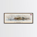 Plymouth United Kingdom Panoramic Travel Poster, Framed Canvas Print or Metal Wall Art, Travel Art, Home Decor, Panoramic Painting, Midcentury Art