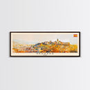 Granada Spain Panoramic Travel Poster, Framed Canvas Print or Metal Wall Art, Travel Art, Home Decor, Panoramic Painting, Midcentury Art