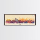 Milan Italy Panoramic Travel Poster, Framed Canvas Print or Metal Wall Art, Travel Art, Home Decor, Panoramic Painting, Midcentury Art