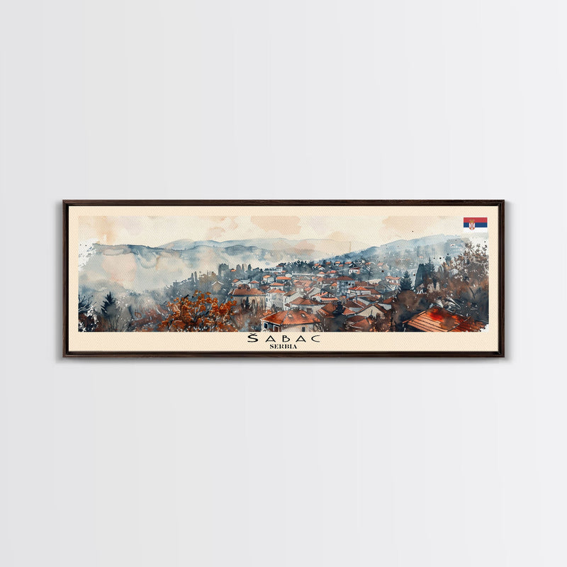 Å abac Serbia Wall Art, Panoramic Travel Poster, Panoramic Framed Canvas Print, City Wall Art, Wall Hanging Home Decor, Travel Art