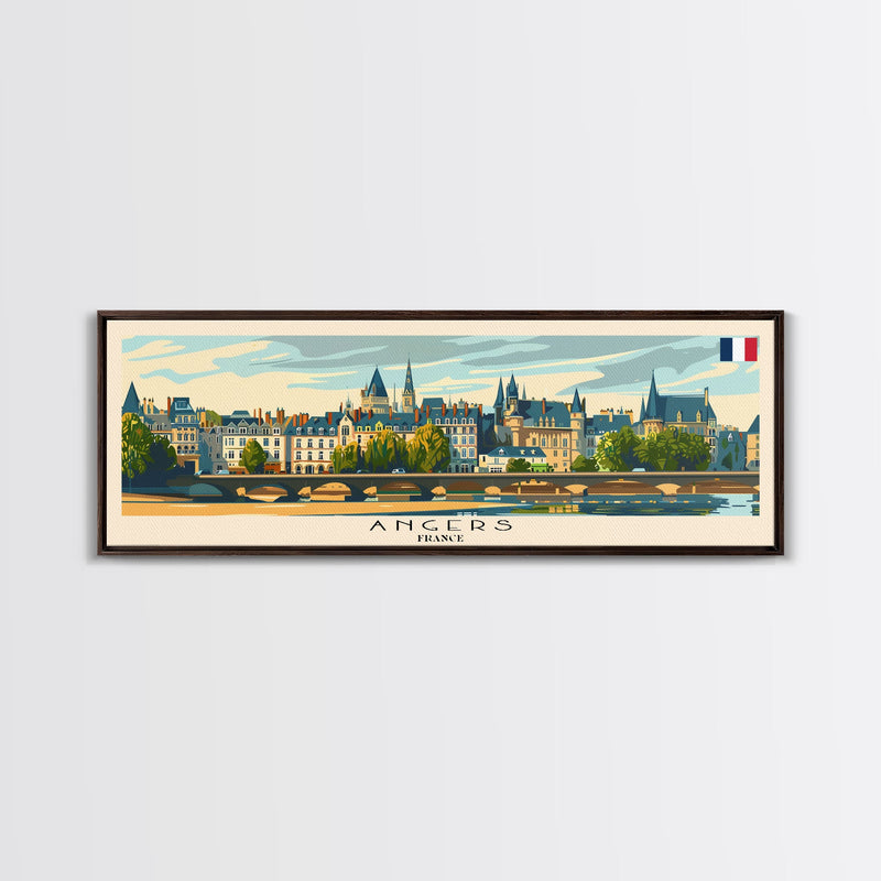 Angers France Wall Art, Panoramic Travel Poster, Panoramic Framed Canvas Print, City Wall Art, Wall Hanging Home Decor, Travel Art