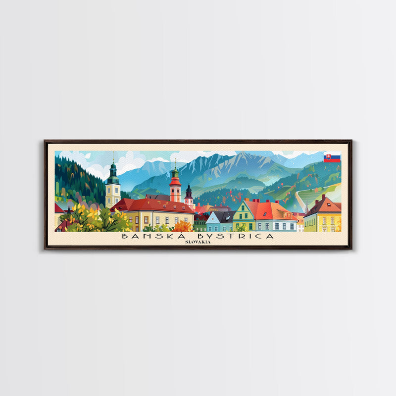 Banska Bystrica Wall Art, Panoramic Travel Poster, Panoramic Framed Canvas Print, City Wall Art, Wall Hanging Home Decor, Travel Art