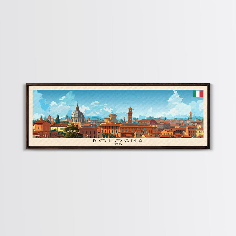 Bologna Italy Wall Art, Panoramic Travel Poster, Panoramic Framed Canvas Print, City Wall Art, Wall Hanging Home Decor, Travel Art