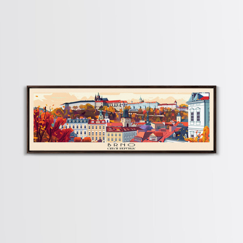 Brno CzechRepublic art Travel Print Wall Art, Panoramic City Art, Travel Art, Wall Decor, Vacation Gift, Framed Canvas Print Or Metal Art