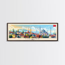 Eskisehir Turkey Panoramic Travel Poster, Framed Canvas Print or Metal Wall Art, Travel Art, Home Decor, Panoramic Painting, Midcentury Art