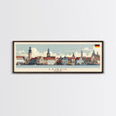 Leipzig Germany Panoramic Travel Poster, Framed Canvas Print or Metal Wall Art, Travel Art, Home Decor, Panoramic Painting, Midcentury Art