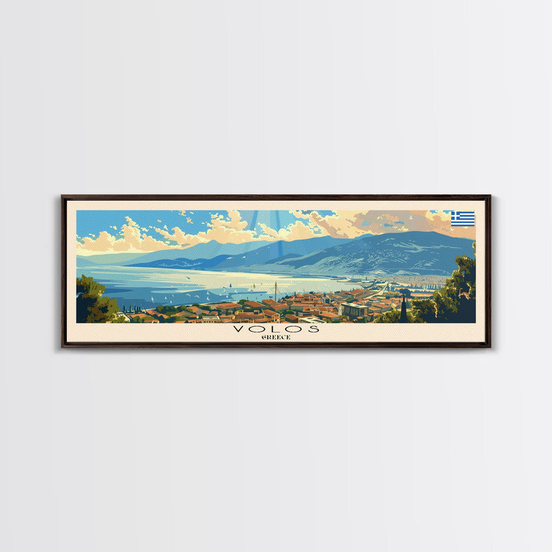 Volos Greece Travel Print Wall Art, Panoramic City Art, Travel Art, Wall Decor, Vacation Gift, Framed Canvas Print Or Metal Art