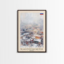 Blagoveshchensk Russia Travel Poster Framed Canvas Print, Wall Art, Home Decor, Travel Print, Winter Scene, Original Art